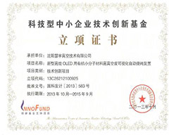 科技型中小企业技术创新立项证书